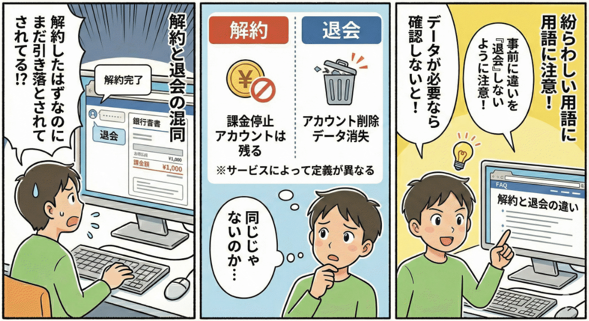 解約と退会が紛らわしい例
