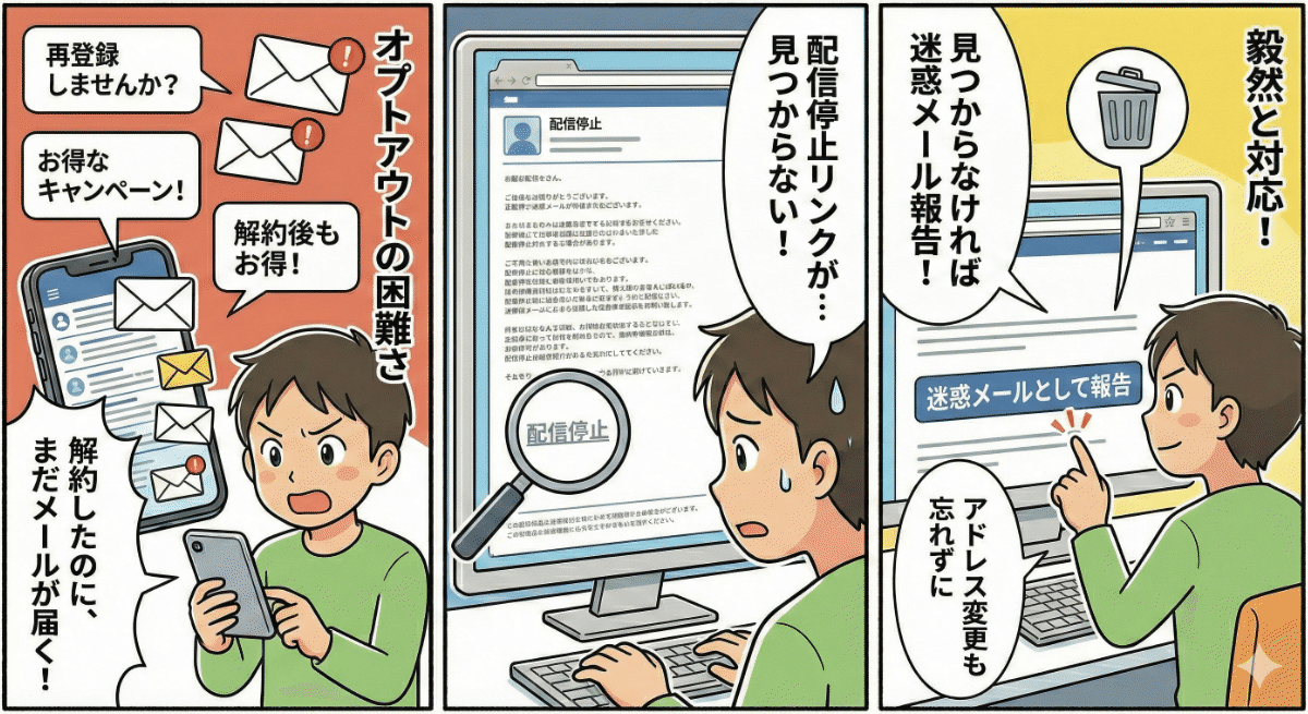 解約後もメールが届き続ける例